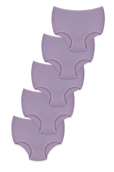 BEGATEKS Women's Panties High Waist Plus Size 5 Pack - Cotton Fabric, 7 Different Color Options