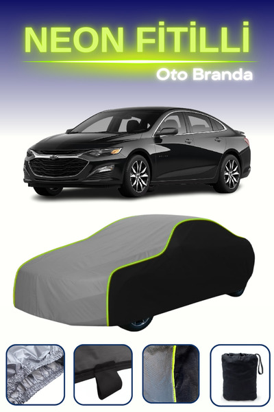 Cemku Fast أسود-رمادي-أسود [شيفروليه ماليبو] غطاء سيارة متوافق مع حبال النيون...