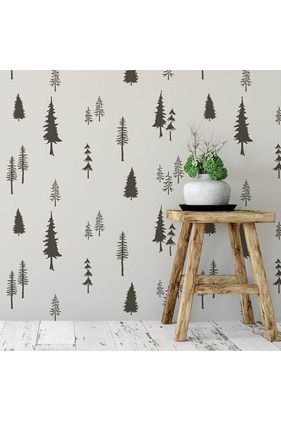 OEM Sablon Perete Vopsire, Tencuiala 900x600x0.7mm Fir Tree Forest Refolosibil, Model Mxsp7052