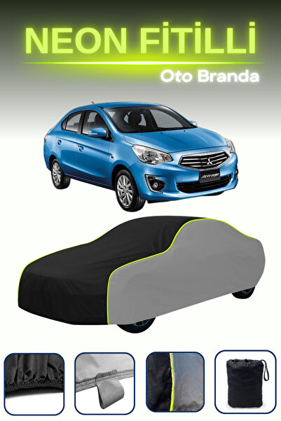 Cemku Shade قماش مشمع سيارة رمادي-أسود-رمادي [ميتسوبيشي أتراج] متوافق مع قماش النيون المشمع المجهز للسيارة، مقاوم للماء والغبار