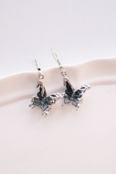EFBUTİK Green Hologram Butterfly Imported Earrings