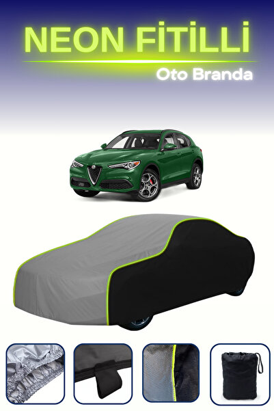 Cemku Fast أسود-رمادي-أسود [ألفا روميو ستيلفيو] غطاء سيارة متوافق مع حبال الن...