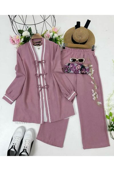 modasindoma Women's Zigzag Detailed Double Suit