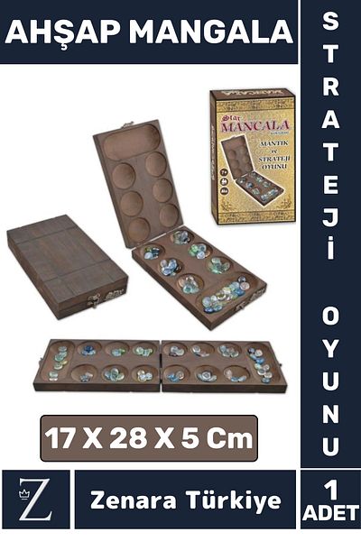 Zenara Fun Turkish Strategy Game Analytical Thinking Skill Developer Board Game Team Wooden Mangala