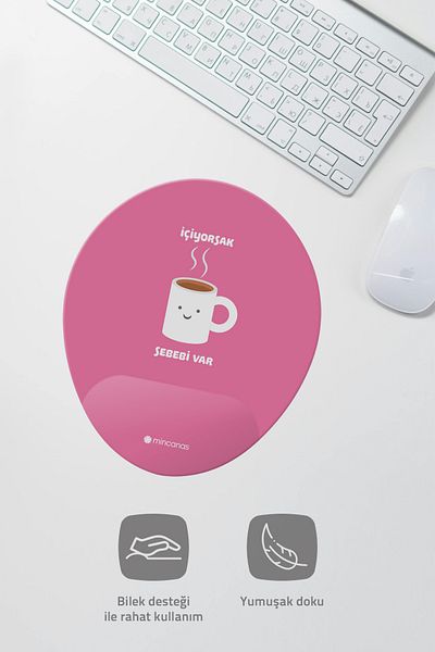 Mincanas Written Colorful Patterned Oval Mouse Pad with Wrist Support Mouse Pad