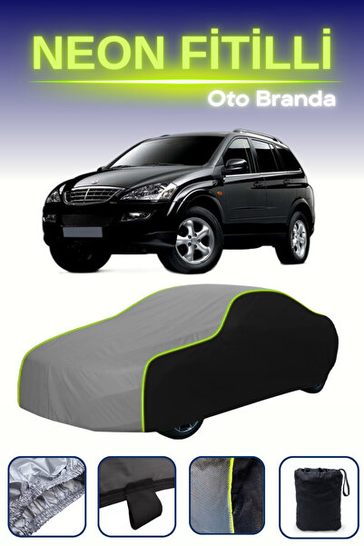 Cemku Fast أسود-رمادي-أسود [سانج يونج كيرون] غطاء سيارة متوافق مع حبال النيون...