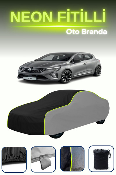 Cemku Shade رمادي-أسود-رمادي [رينو كليو] غطاء سيارة متوافق مع حبال النيون، مق...