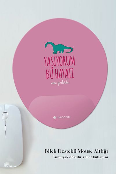Mincanas Written Colorful Patterned Oval Mouse Pad with Wrist Support Mouse Pad
