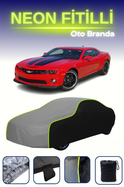 Cemku Fast أسود-رمادي-أسود [شيفروليه كامارو 5] غطاء سيارة متوافق مع حبال الني...