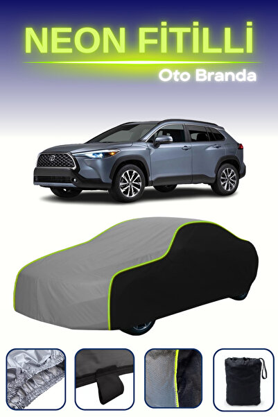 Cemku Fast أسود-رمادي-أسود [تويوتا كورولا كروس] غطاء سيارة متوافق مع حبال النيون، مقاوم للماء والغبار