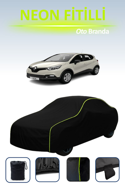 Cemku Cool أسود [رينو كابتور 2013 - 2017] مشمع سيارة متوافق مع حبال النيون، م...