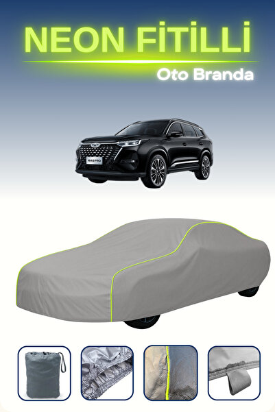 Cemku Shine Gri [Chery Tiggo 8 Pro Max] Uyumlu Neon Fitilli Araba Brandası, Su ve Toz Geçirmez
