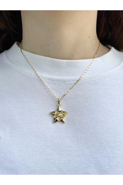 Eylülün Takısı Women's Gold Color Stone Star Necklace