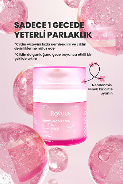 Royues Soyulabilir Kolajen Jel Yüz Maskesi - Cam Cilt Yüz Maskesi - Collagen Night Wrapping Mask 50ml