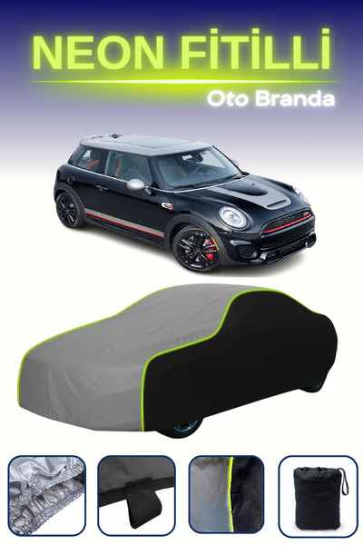 Cemku Fast أسود-رمادي-أسود [ميني كوبر نايت] غطاء سيارة متوافق مع حبال النيون،...