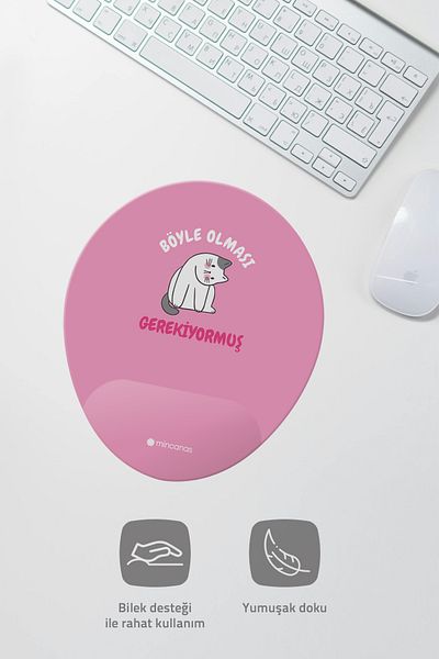 Mincanas Written Colorful Patterned Oval Mouse Pad with Wrist Support Mouse Pad