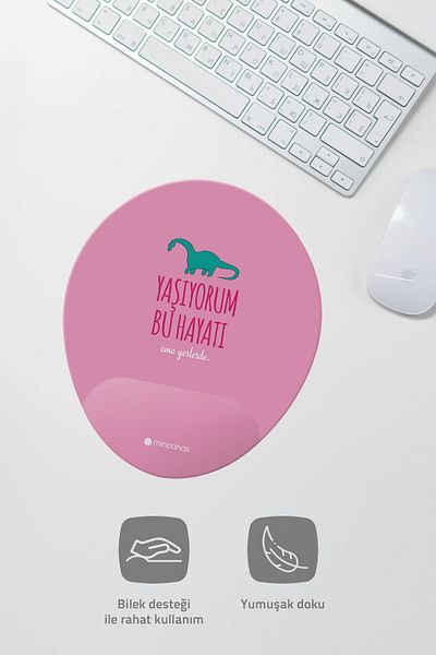 Mincanas Written Colorful Patterned Oval Mouse Pad with Wrist Support Mouse Pad