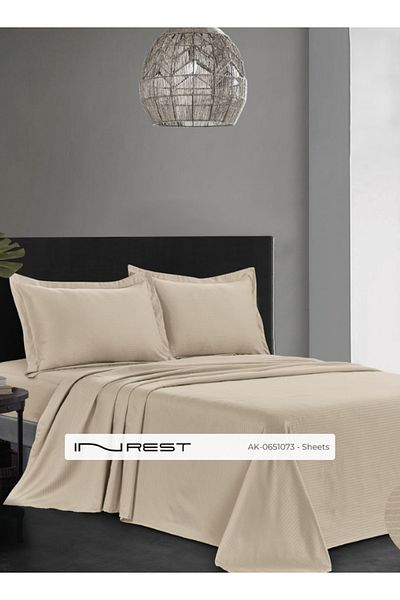INREST ملاءة سرير مخططة متعددة الألوان من الألياف الدقيقة 200*120 30 سم
