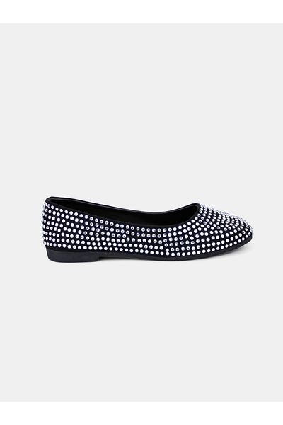 MAGGIO Black Stone Women's Ballerina Ballet Wide Fit Take One Size Smaller