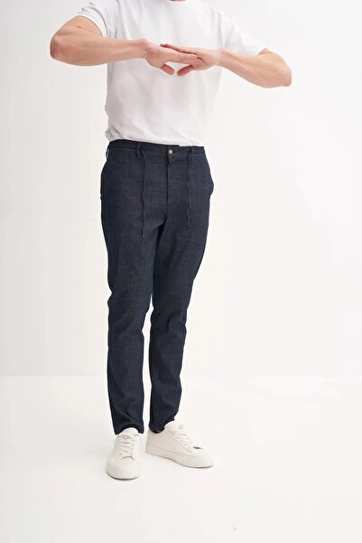 Cazador Pantaloni de jogger din denim cu talie cu șireturi, picior drept 810