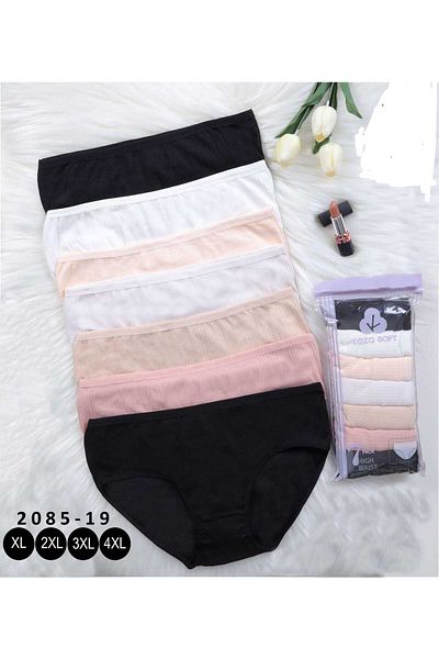 wear treasure Women's 7-Piece Lycra Curve Large Size Ribbed Oversize High Waist Panties