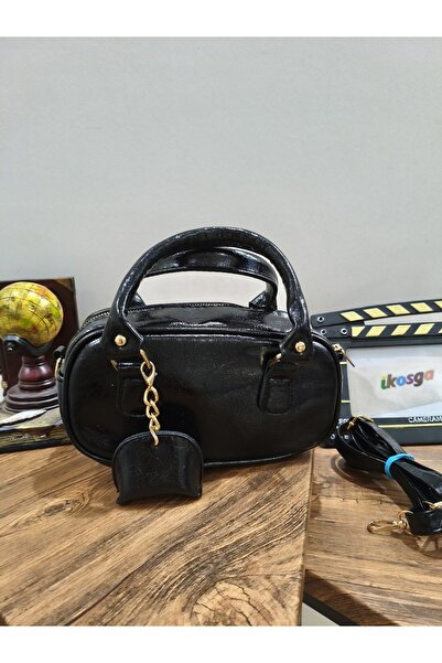 ikosga İKOSGA RUGAN KÜÇÜK SİYAH ELEGANT KOL VE OMUZ ÇANTASI EN 22 CM BOY 12 CM