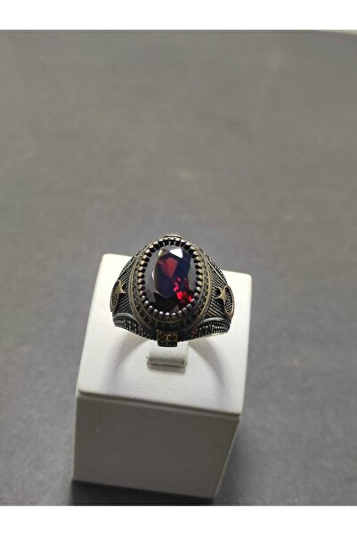 ALTUNTAŞ KIRMIZ FASET TAŞLI ERKEK YÜZÜĞÜ 24 MM 925 AYAR GÜMÜŞ YÜZÜK