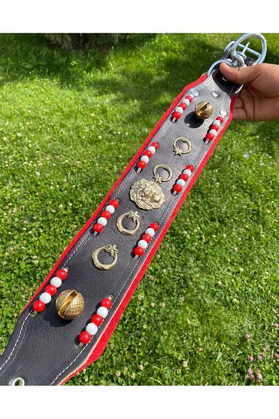 Sürmeli Tasma Kangal Dog Collar Genuine 1St Class Leather 2 Bells