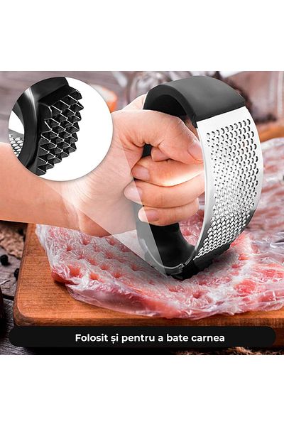 Bukate Presa Usturoi Inox Manuala, Curbata, Rulou pentru Decojit si Perie Curatare, Bukate®
