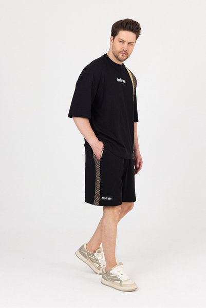 Hoodraze Men's Side Ethnic Garnished Shorts