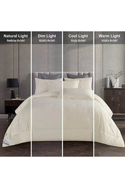 Donetella 4-Piece Comforter Set– Single Size 170x230 cm, Microfiber,Hotel Style Thin Striped (350 Gsm).