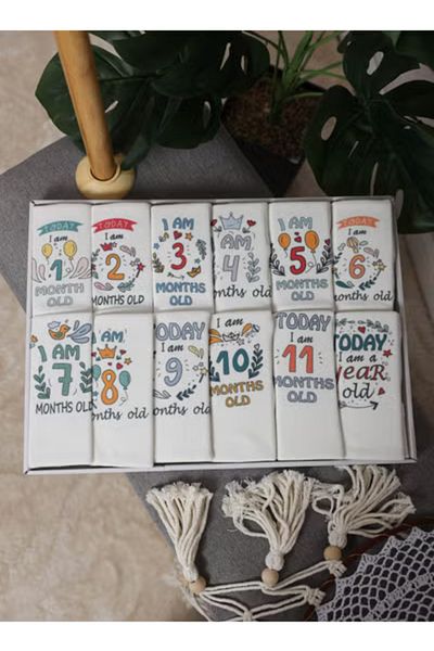 Fun Moment A Set of 12 Barbitose for Newborns Decorated with the Names of the Months