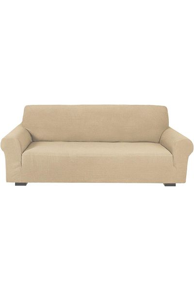 Fabienne High Stretch 3 Seater Sofa Cover 180-230cm Size Cream