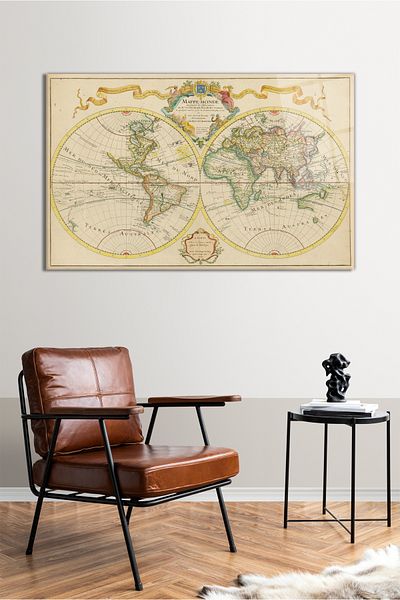 Vosevu British Vintage World Map Horizontal Glass Painting, Modern Home Office Decor, Gift Wall Decoration