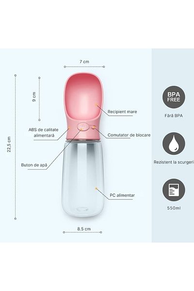 varioshop VarioShop® portable pet water bottle, leak-proof, lock function