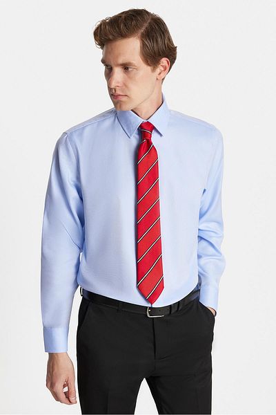 Tudors Regular Fit Λευκό Μη Σιδερένιο 100% Βαμβάκι Φιλικό προς το περιβάλλον Πουκάμισο χωρίς σιδέρωμα με πιστοποίηση Eko Tex
