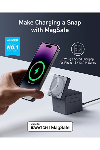 Anker 3-in-1 Cube Compatible with MagSafe - 15W Fast Charging