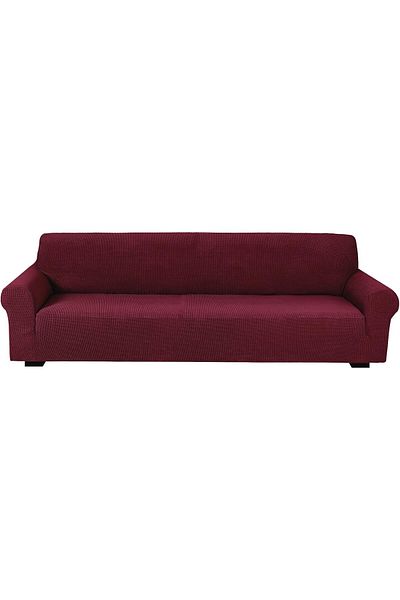 Fabienne High Stretch Four Seater Sofa Cover Slipcover Free Size 230-300cm Burgundy