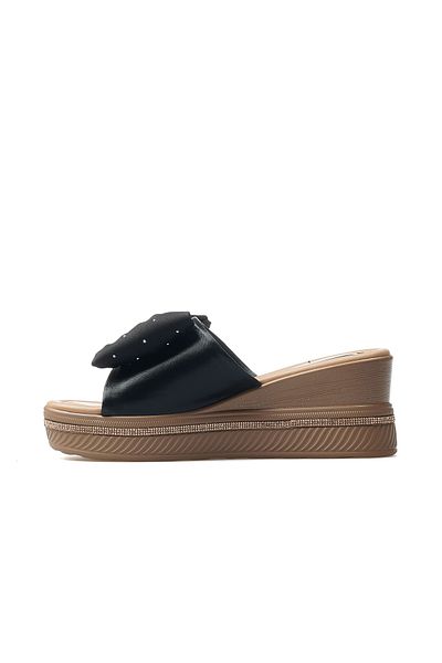 Guja Women's Wedge Heeled Stone Detailed Daily Slippers 25Y 25Y399 Z Black
