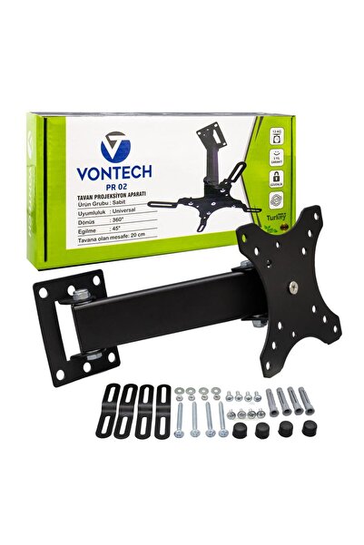 VONTECH PR-02 20 Cm 360° Teleskopik Tavan Projeksiyon Askı Aparatı