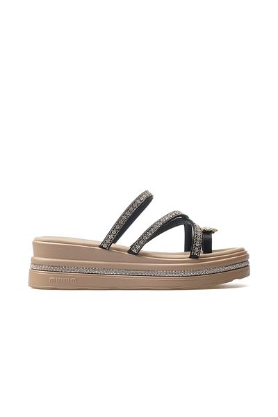 Guja Women's Stone Detailed Heeled Flip Flops Daily Slippers 25Y 25Y398-2 Z Black