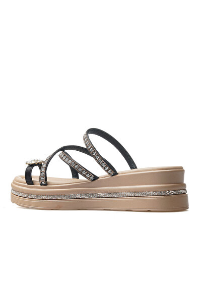 Guja Women's Stone Detailed Heeled Flip Flops Daily Slippers 25Y 25Y398-2 Z Black