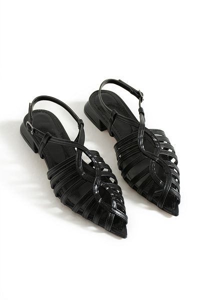 DUXAL SHOES Florence Lattice Detailed Heeled Ankle Buckle Comfortable Daily Shoes - Ballerinas