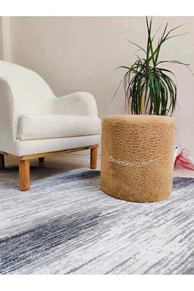 BEYLERBEYİ Puf , kahverengi peluş Kumaş ,makyaj Pufu Puf Sandalye Ayak Uzatma...