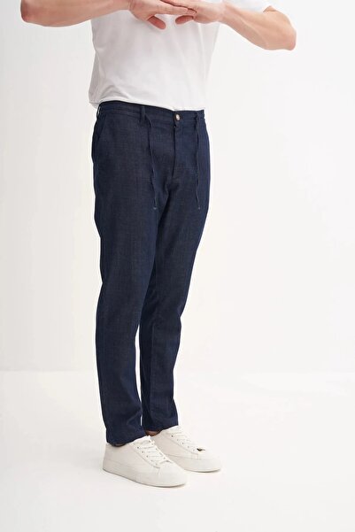 Cazador Jogger Denim Trousers with Lace-Up Waist and Straight Legs 812
