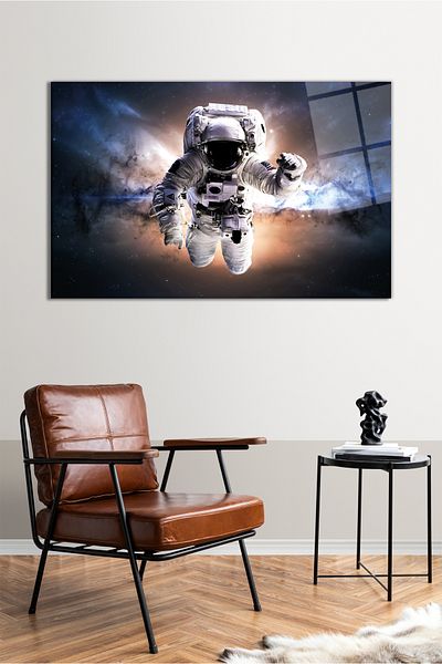 Vosevu Astronaut în spațiu Pictură orizontală pe sticlă, decor modern pentru birou, decorare de perete cadou, sticlă rezistentă la spargere
