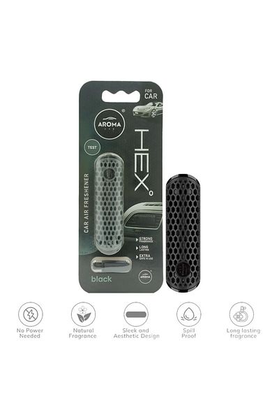 Aroma CAR HEX° Black Car Air Freshener – Strong Fragrance, Long-Lasting & Safe,