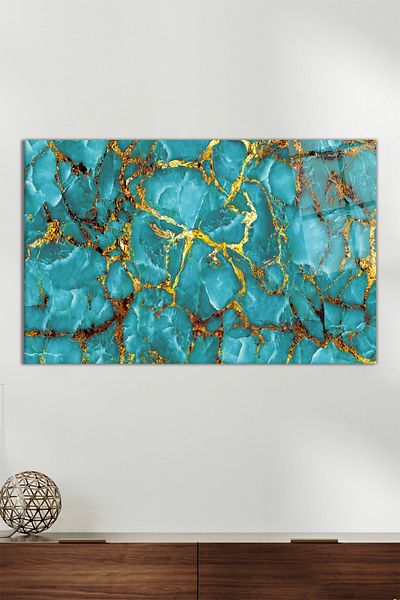 Vosevu Water Green Marble Pattern Οριζόντια γυάλινη επιφάνεια, Μοντέρνα διακόσμηση γραφείου σπιτιού, Διακόσμηση τοίχου δώρου, άθραυστη