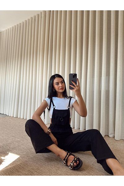 mydukkan.co Ring Detail Linen Jumpsuit