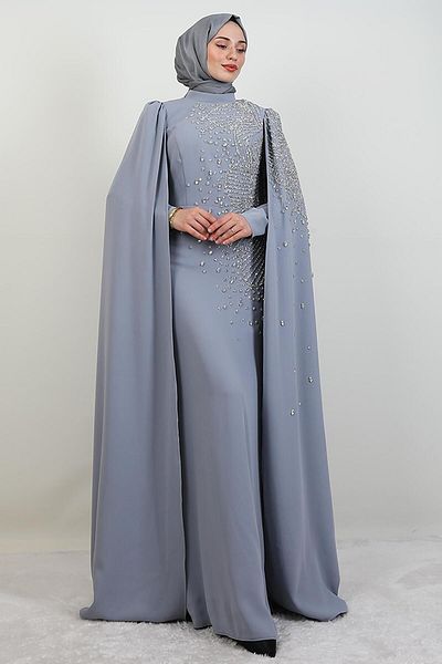 GİYZAMİLA Βραδινό φόρεμα Adriana Stone Γκρι